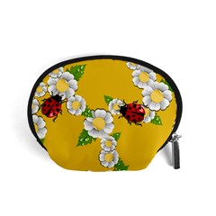 Flower Floral Sunflower Butterfly Red Yellow White Green Leaf Accessory Pouches (small)  by Mariart