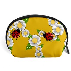 Flower Floral Sunflower Butterfly Red Yellow White Green Leaf Accessory Pouches (large)  by Mariart