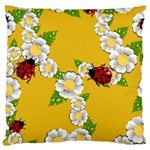 Flower Floral Sunflower Butterfly Red Yellow White Green Leaf Large Flano Cushion Case (Two Sides) Front