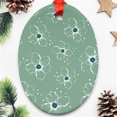 Flower Floral Sakura Sunflower Rose Blue Ornament (oval) by Mariart