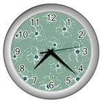 Flower Floral Sakura Sunflower Rose Blue Wall Clocks (Silver)  Front