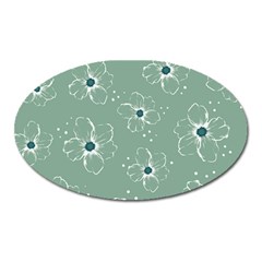 Flower Floral Sakura Sunflower Rose Blue Oval Magnet by Mariart