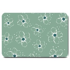 Flower Floral Sakura Sunflower Rose Blue Large Doormat  by Mariart