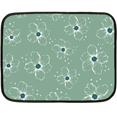 Flower Floral Sakura Sunflower Rose Blue Fleece Blanket (mini) by Mariart