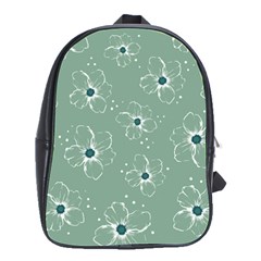 Flower Floral Sakura Sunflower Rose Blue School Bags(large)  by Mariart