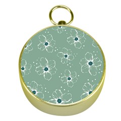 Flower Floral Sakura Sunflower Rose Blue Gold Compasses by Mariart