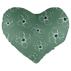 Flower Floral Sakura Sunflower Rose Blue Large 19  Premium Flano Heart Shape Cushions by Mariart