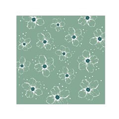 Flower Floral Sakura Sunflower Rose Blue Small Satin Scarf (square) by Mariart