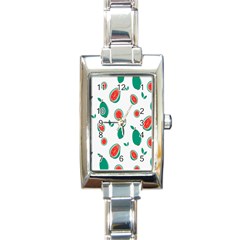 Fruit Green Red Guavas Leaf Rectangle Italian Charm Watch