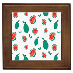 Fruit Green Red Guavas Leaf Framed Tiles by Mariart