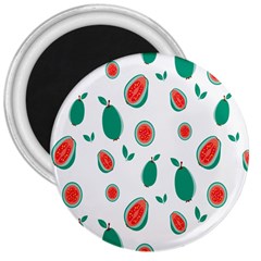 Fruit Green Red Guavas Leaf 3  Magnets by Mariart