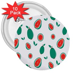 Fruit Green Red Guavas Leaf 3  Buttons (10 Pack)  by Mariart