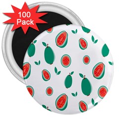 Fruit Green Red Guavas Leaf 3  Magnets (100 Pack) by Mariart