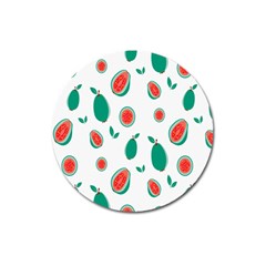 Fruit Green Red Guavas Leaf Magnet 3  (round) by Mariart