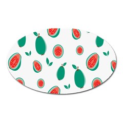 Fruit Green Red Guavas Leaf Oval Magnet by Mariart