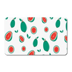 Fruit Green Red Guavas Leaf Magnet (rectangular) by Mariart