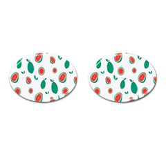 Fruit Green Red Guavas Leaf Cufflinks (oval) by Mariart