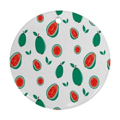 Fruit Green Red Guavas Leaf Round Ornament (two Sides) by Mariart