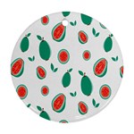 Fruit Green Red Guavas Leaf Round Ornament (Two Sides) Front