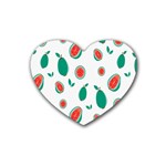 Fruit Green Red Guavas Leaf Heart Coaster (4 pack)  Front