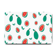 Fruit Green Red Guavas Leaf Small Doormat  by Mariart