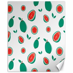 Fruit Green Red Guavas Leaf Canvas 11  X 14   by Mariart