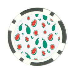 Fruit Green Red Guavas Leaf Poker Chip Card Guard by Mariart