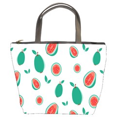 Fruit Green Red Guavas Leaf Bucket Bags by Mariart