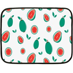 Fruit Green Red Guavas Leaf Fleece Blanket (mini) by Mariart