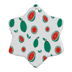 Fruit Green Red Guavas Leaf Snowflake Ornament (two Sides) by Mariart