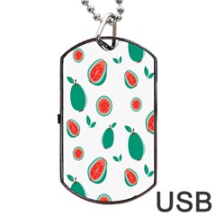 Fruit Green Red Guavas Leaf Dog Tag Usb Flash (two Sides) by Mariart