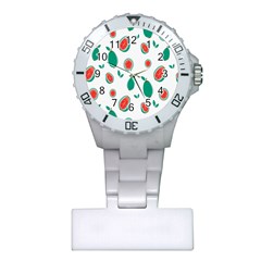 Fruit Green Red Guavas Leaf Plastic Nurses Watch by Mariart