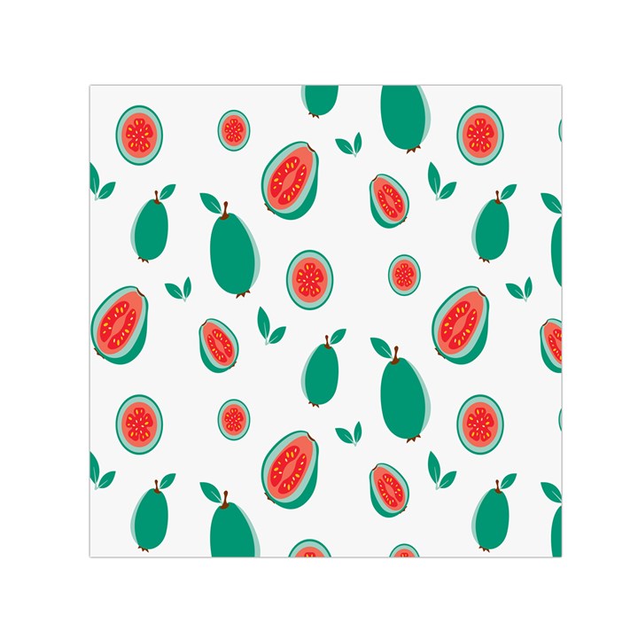 Fruit Green Red Guavas Leaf Small Satin Scarf (Square)