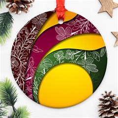 Flower Floral Leaf Star Sunflower Green Red Yellow Brown Sexxy Ornament (round) by Mariart