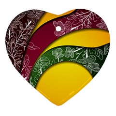 Flower Floral Leaf Star Sunflower Green Red Yellow Brown Sexxy Ornament (heart) by Mariart