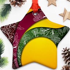 Flower Floral Leaf Star Sunflower Green Red Yellow Brown Sexxy Ornament (star) by Mariart