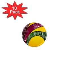 Flower Floral Leaf Star Sunflower Green Red Yellow Brown Sexxy 1  Mini Magnet (10 Pack) 