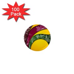 Flower Floral Leaf Star Sunflower Green Red Yellow Brown Sexxy 1  Mini Magnets (100 Pack)  by Mariart