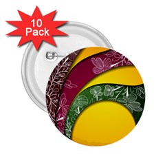 Flower Floral Leaf Star Sunflower Green Red Yellow Brown Sexxy 2 25  Buttons (10 Pack) 