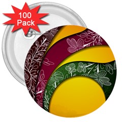 Flower Floral Leaf Star Sunflower Green Red Yellow Brown Sexxy 3  Buttons (100 Pack) 