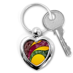 Flower Floral Leaf Star Sunflower Green Red Yellow Brown Sexxy Key Chains (heart)  by Mariart