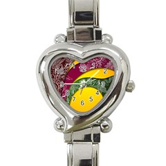 Flower Floral Leaf Star Sunflower Green Red Yellow Brown Sexxy Heart Italian Charm Watch by Mariart