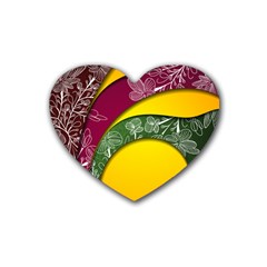 Flower Floral Leaf Star Sunflower Green Red Yellow Brown Sexxy Heart Coaster (4 Pack)  by Mariart