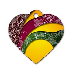 Flower Floral Leaf Star Sunflower Green Red Yellow Brown Sexxy Dog Tag Heart (one Side) by Mariart