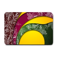 Flower Floral Leaf Star Sunflower Green Red Yellow Brown Sexxy Small Doormat  by Mariart