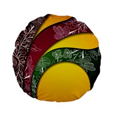 Flower Floral Leaf Star Sunflower Green Red Yellow Brown Sexxy Standard 15  Premium Round Cushions by Mariart