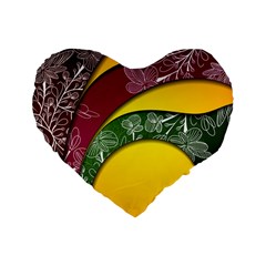 Flower Floral Leaf Star Sunflower Green Red Yellow Brown Sexxy Standard 16  Premium Heart Shape Cushions by Mariart