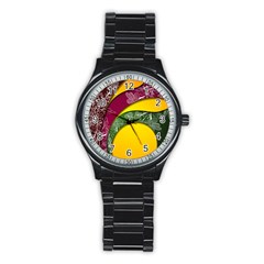 Flower Floral Leaf Star Sunflower Green Red Yellow Brown Sexxy Stainless Steel Round Watch by Mariart