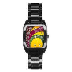 Flower Floral Leaf Star Sunflower Green Red Yellow Brown Sexxy Stainless Steel Barrel Watch by Mariart