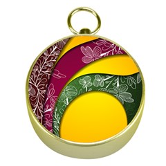 Flower Floral Leaf Star Sunflower Green Red Yellow Brown Sexxy Gold Compasses by Mariart